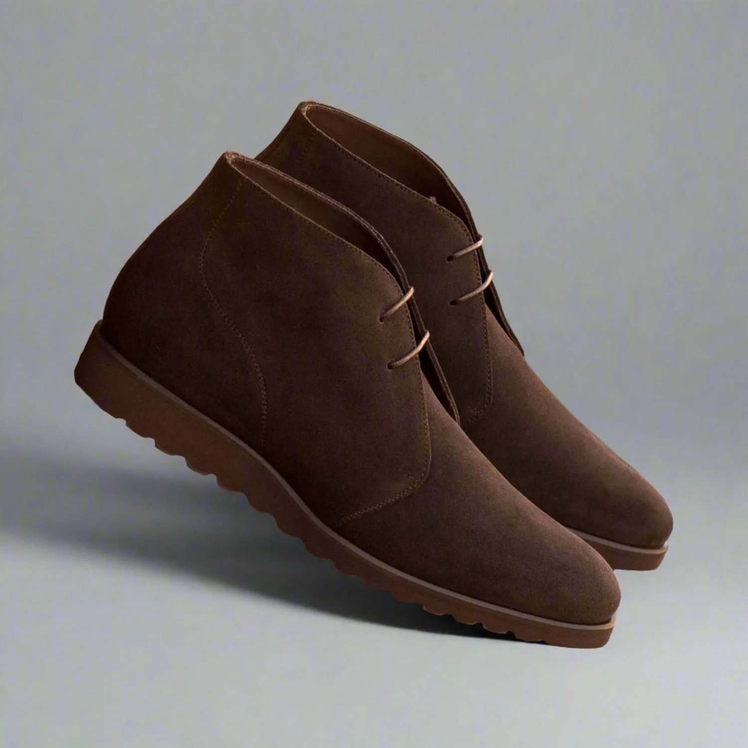 Ambrogio Bespoke Custom Men's Shoes Dark Brown Suede Leather Chukka Boots (AMB2009)