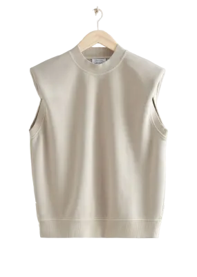 & Other Stories Beige Sleeveless Shoulder Pad Sweatshirt BNWT UK M