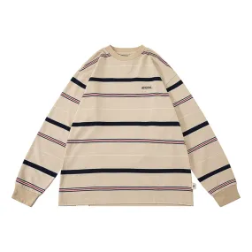 A[S]USL MULTI COLOR BORDER L/S TEE-BEIGE