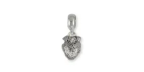 Australian Shepherd Charm Slide Jewelry Sterling Silver Handmade Dog Charm Slide AU1-PNS