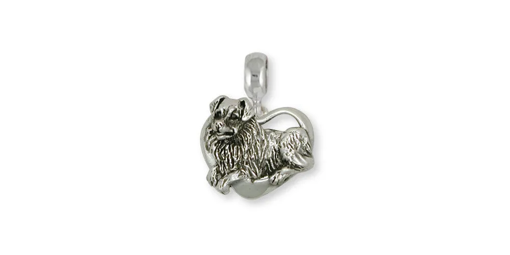 Australian Shepherd Charm Slide Jewelry Sterling Silver Handmade Dog Charm Slide AU11-PNS