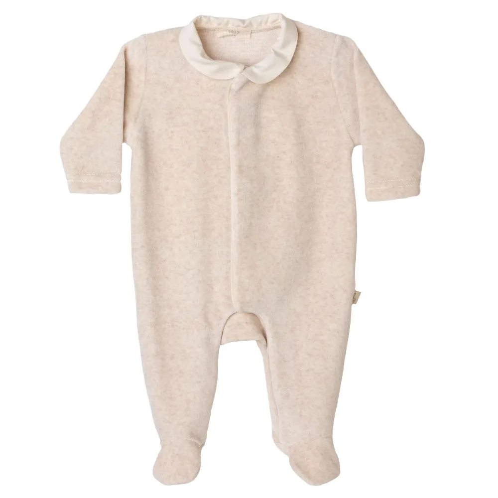 Baby Gi Beige Angel Velour Sleepsuit