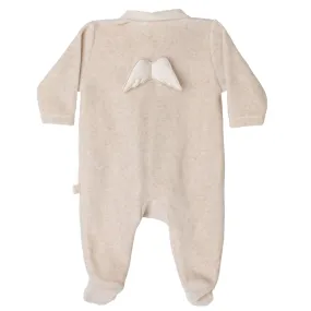 Baby Gi Beige Angel Velour Sleepsuit