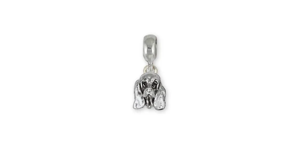 Basset Hound Charm Slide Jewelry Sterling Silver Handmade Dog Charm Slide BH3-PNS