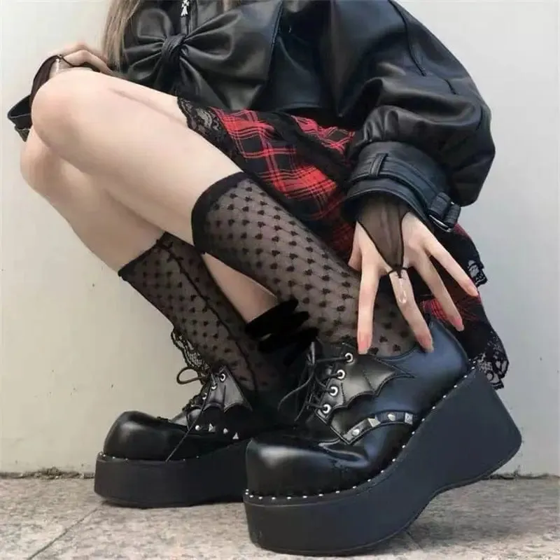 Bat Gothic Style Harajuku Dark Goth Punk Platform