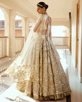 Beige Golden Lehenga Set