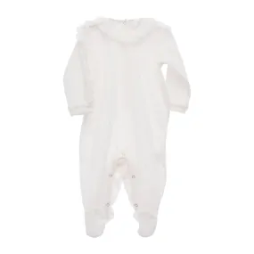 Beige Long Sleeve Ruffle Onesie