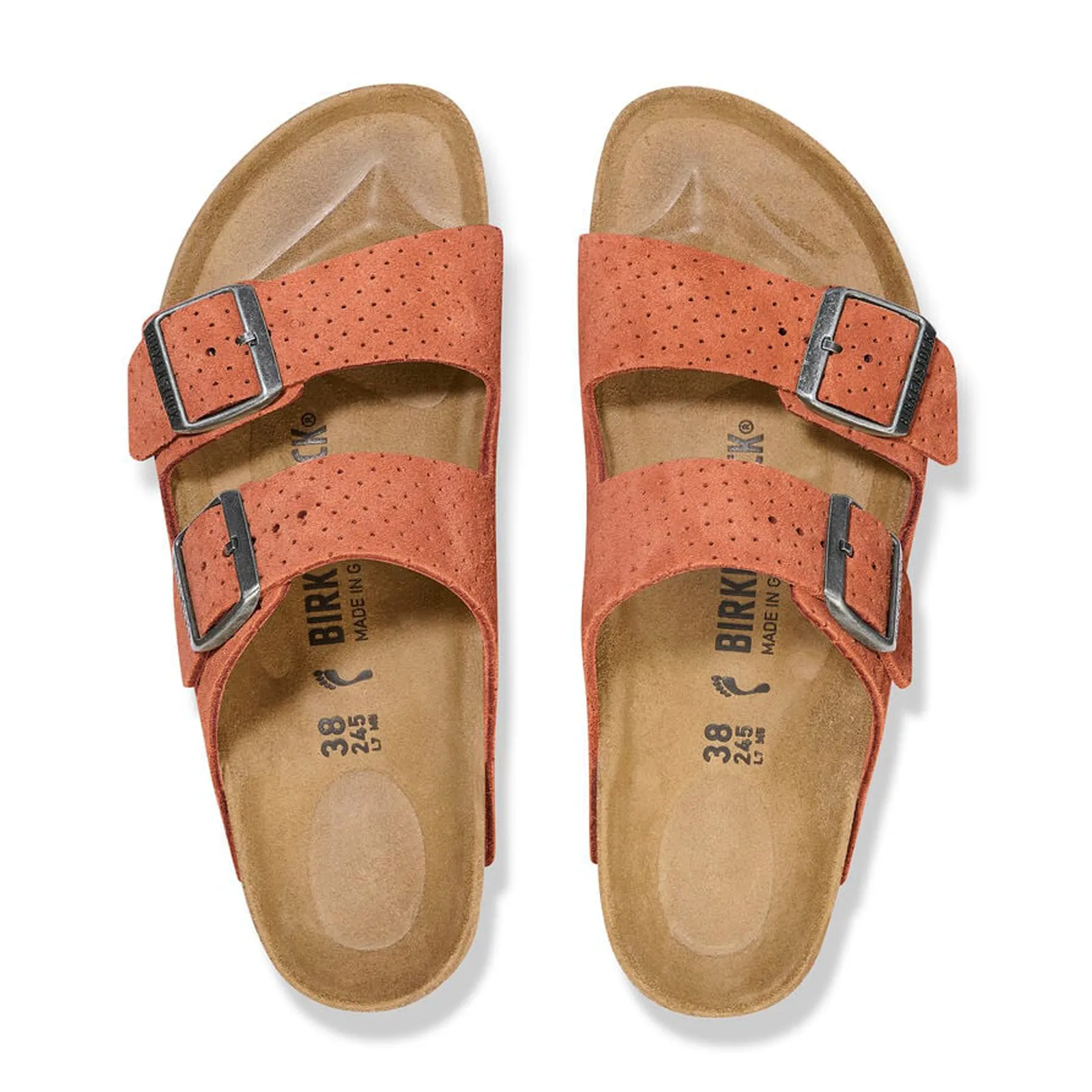 Birkenstock Arizona Narrow Slide Sandal (Women) - Dotted Burnt Orange Suede