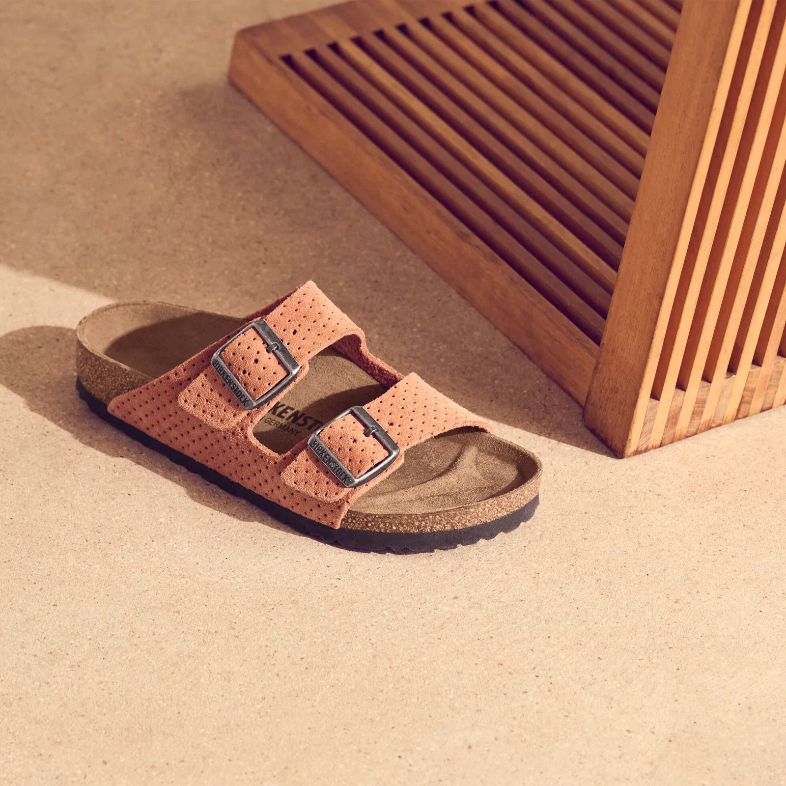 Birkenstock Arizona Narrow Slide Sandal (Women) - Dotted Burnt Orange Suede