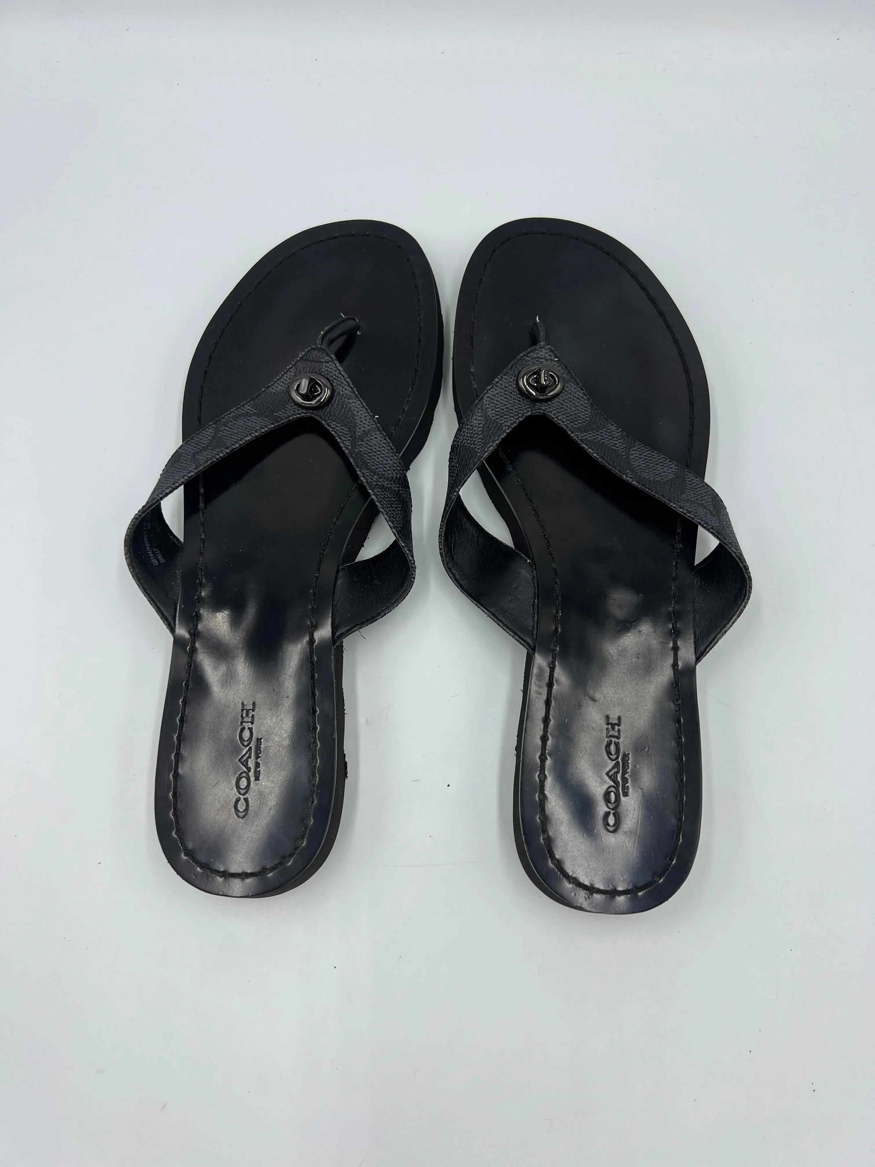 Black Sandals Designer Coach, Size 9