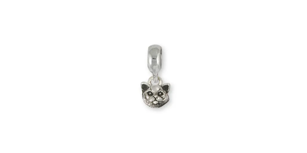 British Shorthair Charm Slide Jewelry Sterling Silver Handmade Cat Charm Slide BRS6-PNS