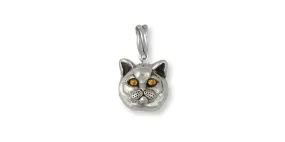 British Shorthair Charm Slide Jewelry Sterling Silver Handmade Cat Charm Slide BRS9-SPNS