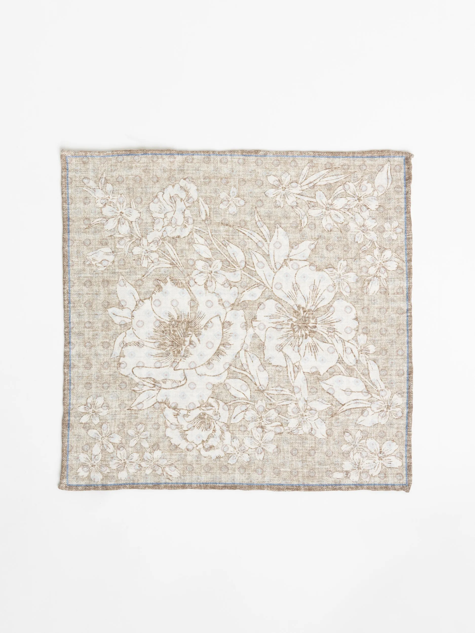 Brown Reversible Floral Cotton-Silk Pocket Square