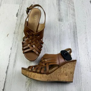 Brown Sandals Heels Wedge Franco Sarto, Size 6