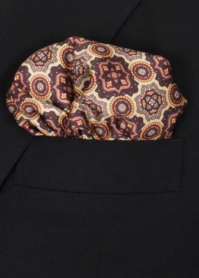 Brown White Pocket Square