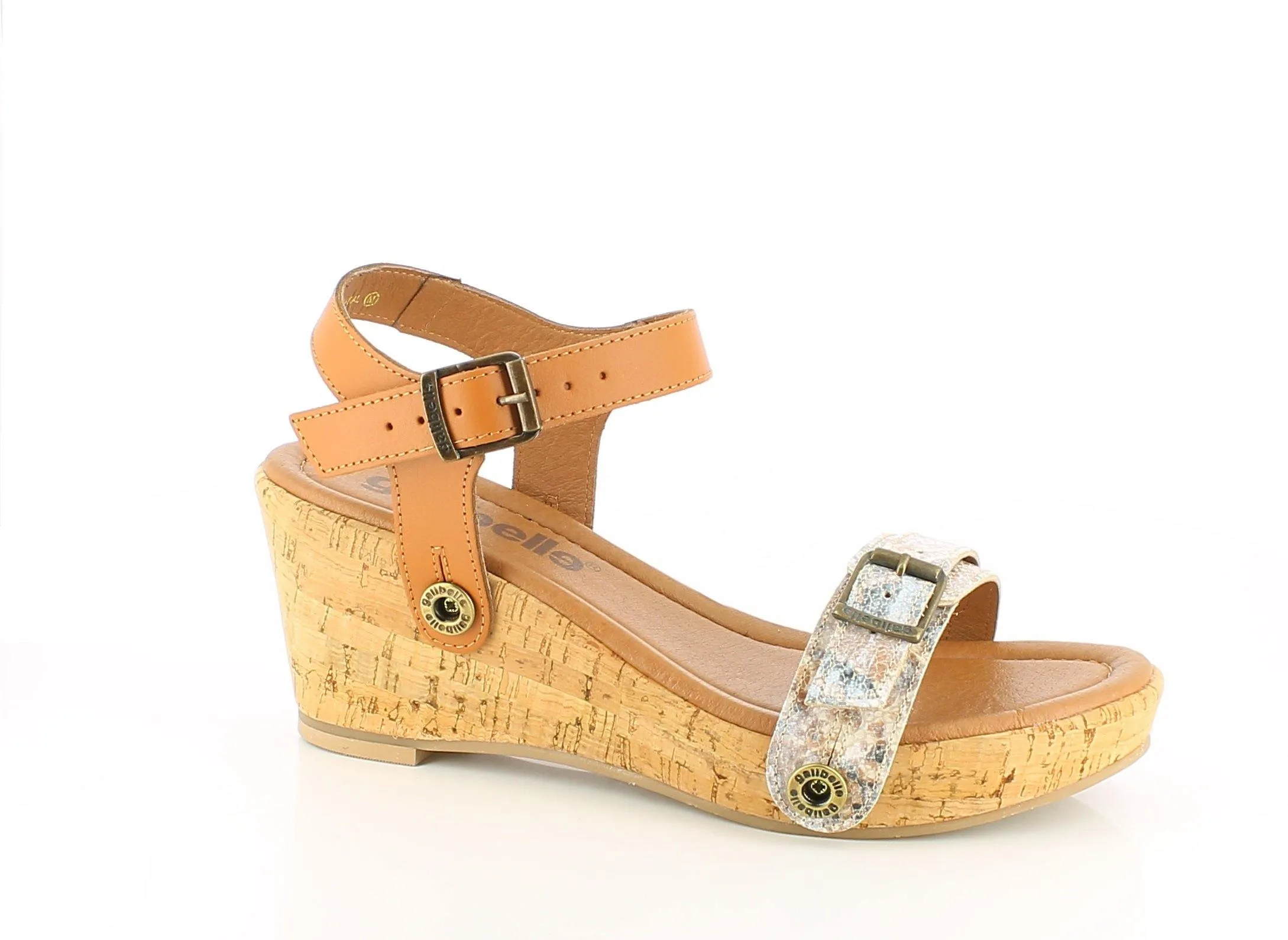 Bruna Cork Pack- Camel, Light Gold, White Snake Straps