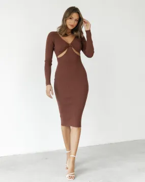 Cassandra Midi Dress (Brown)