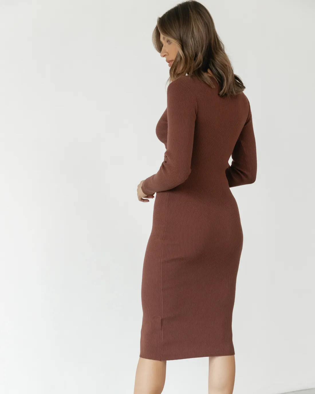 Cassandra Midi Dress (Brown)