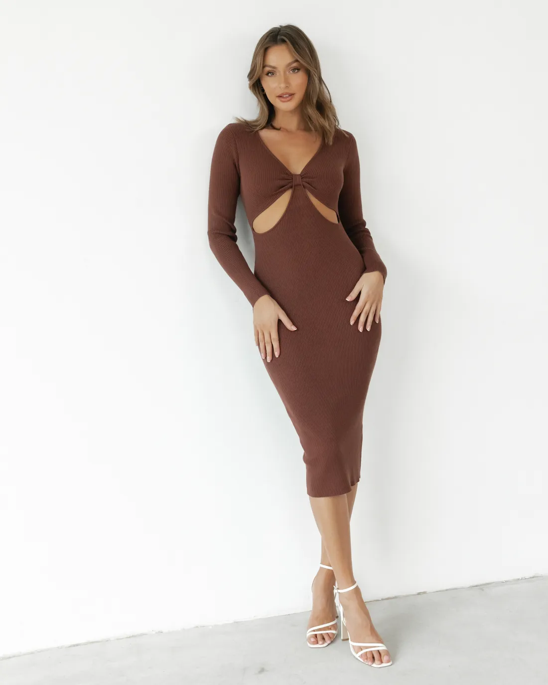 Cassandra Midi Dress (Brown)