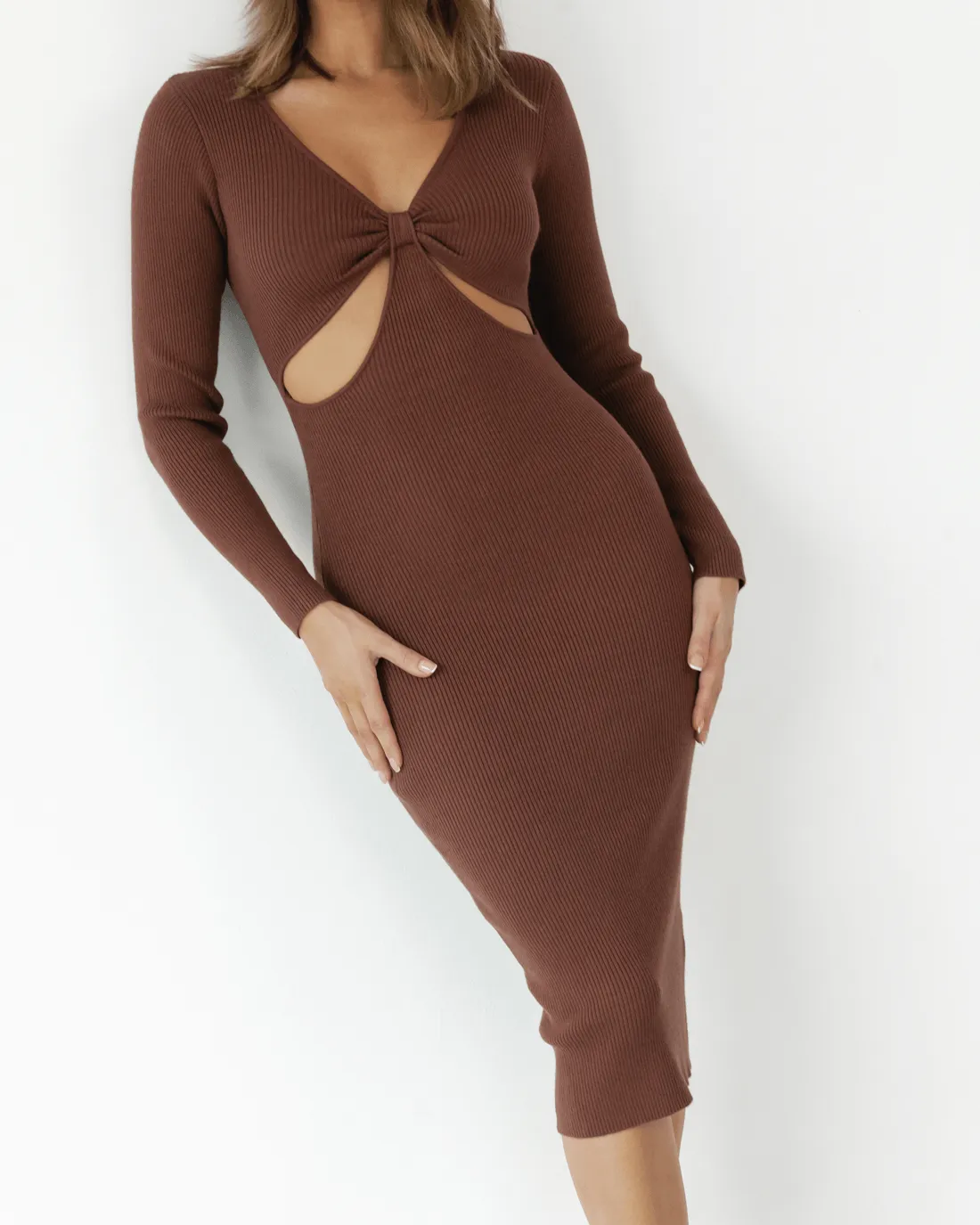 Cassandra Midi Dress (Brown)