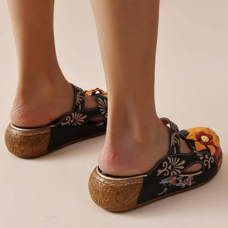 Comfy Soft Print Platform Sandals