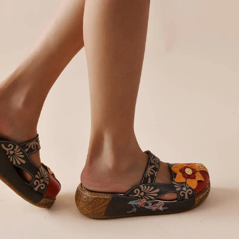 Comfy Soft Print Platform Sandals