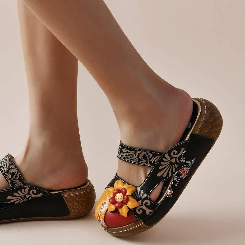 Comfy Soft Print Platform Sandals