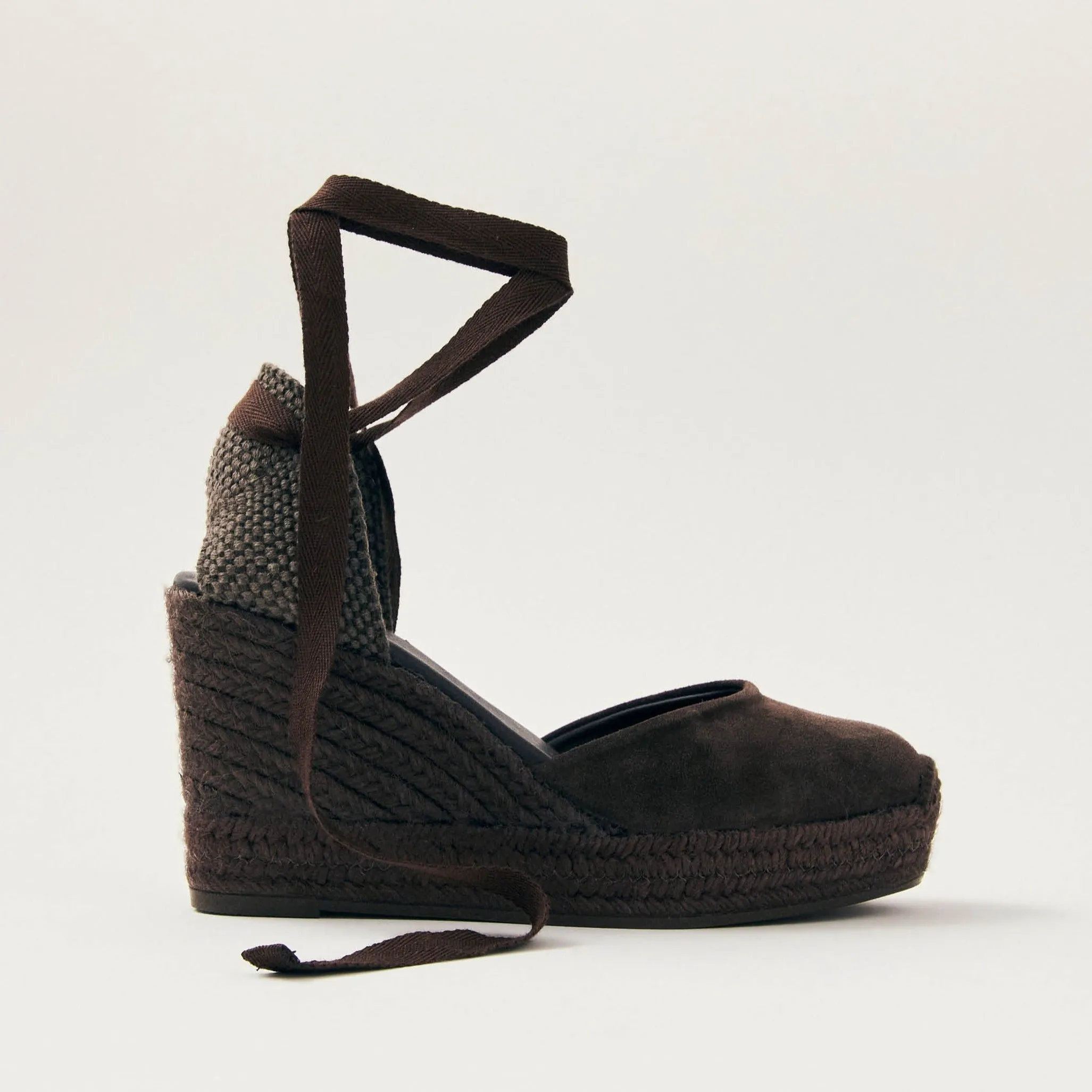 Cordelia Suede Brown Leather Espadrilles