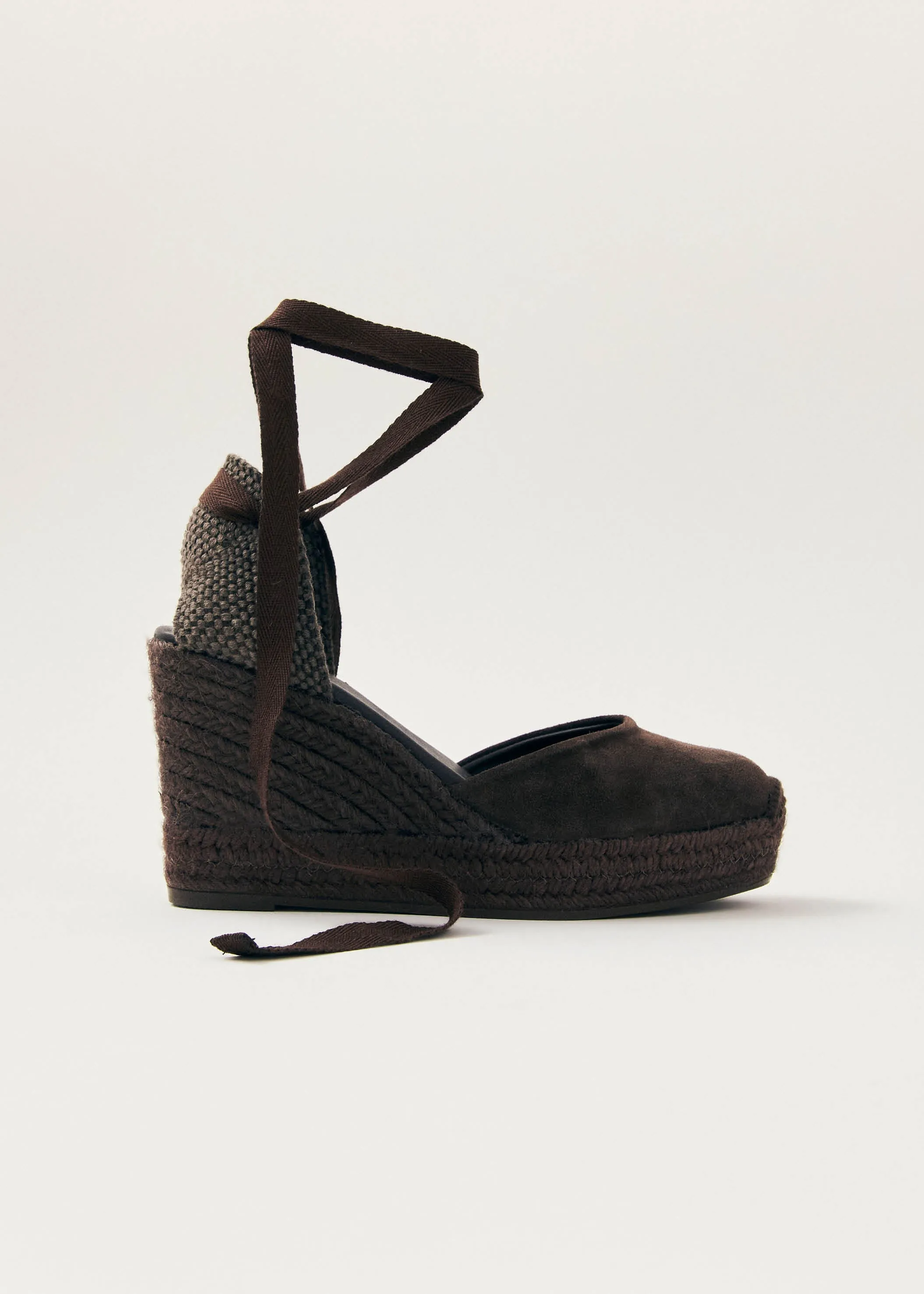 Cordelia Suede Brown Leather Espadrilles