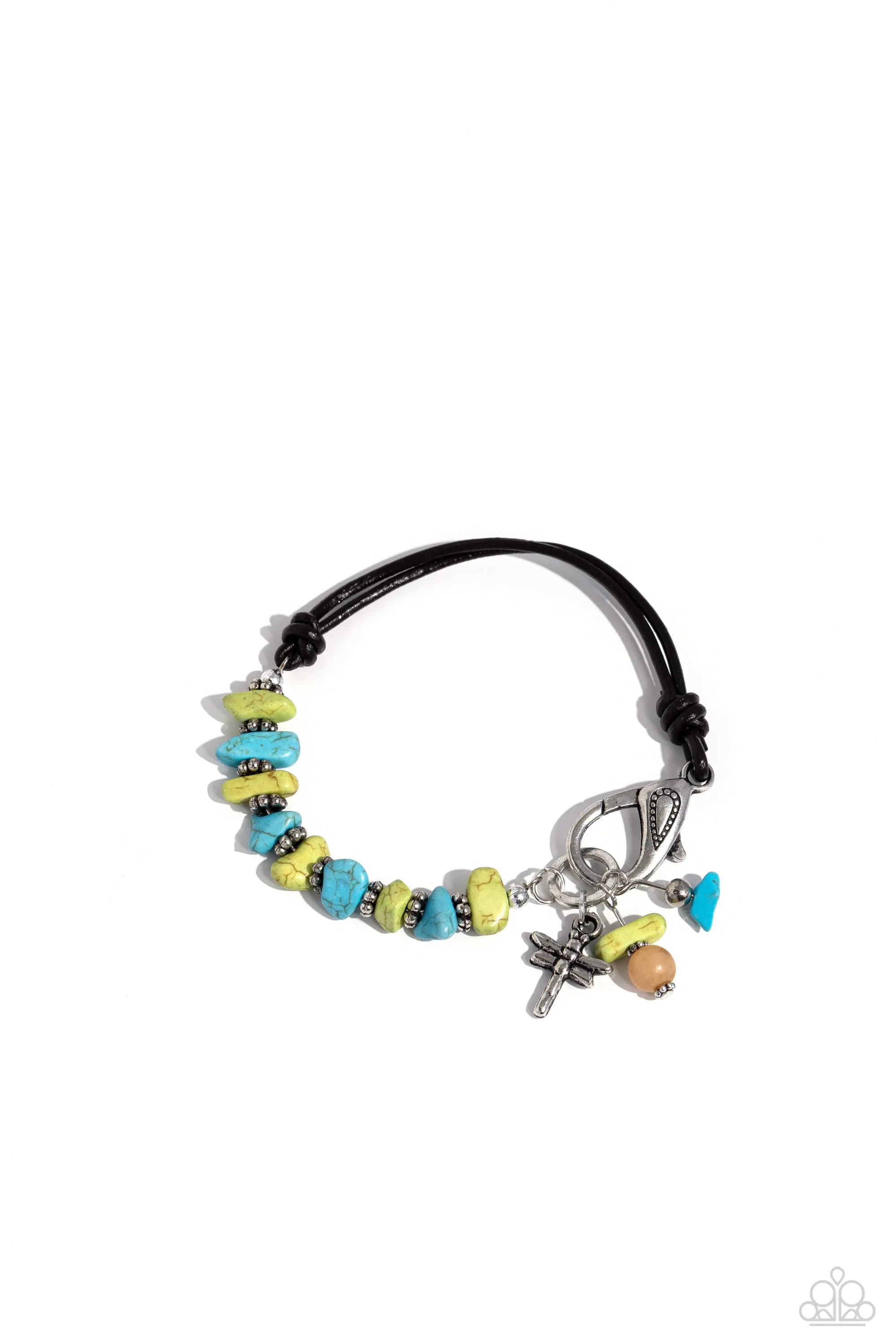 Daring Dragonfly Green & Turquoise Stone Urban Bracelet - Paparazzi Accessories