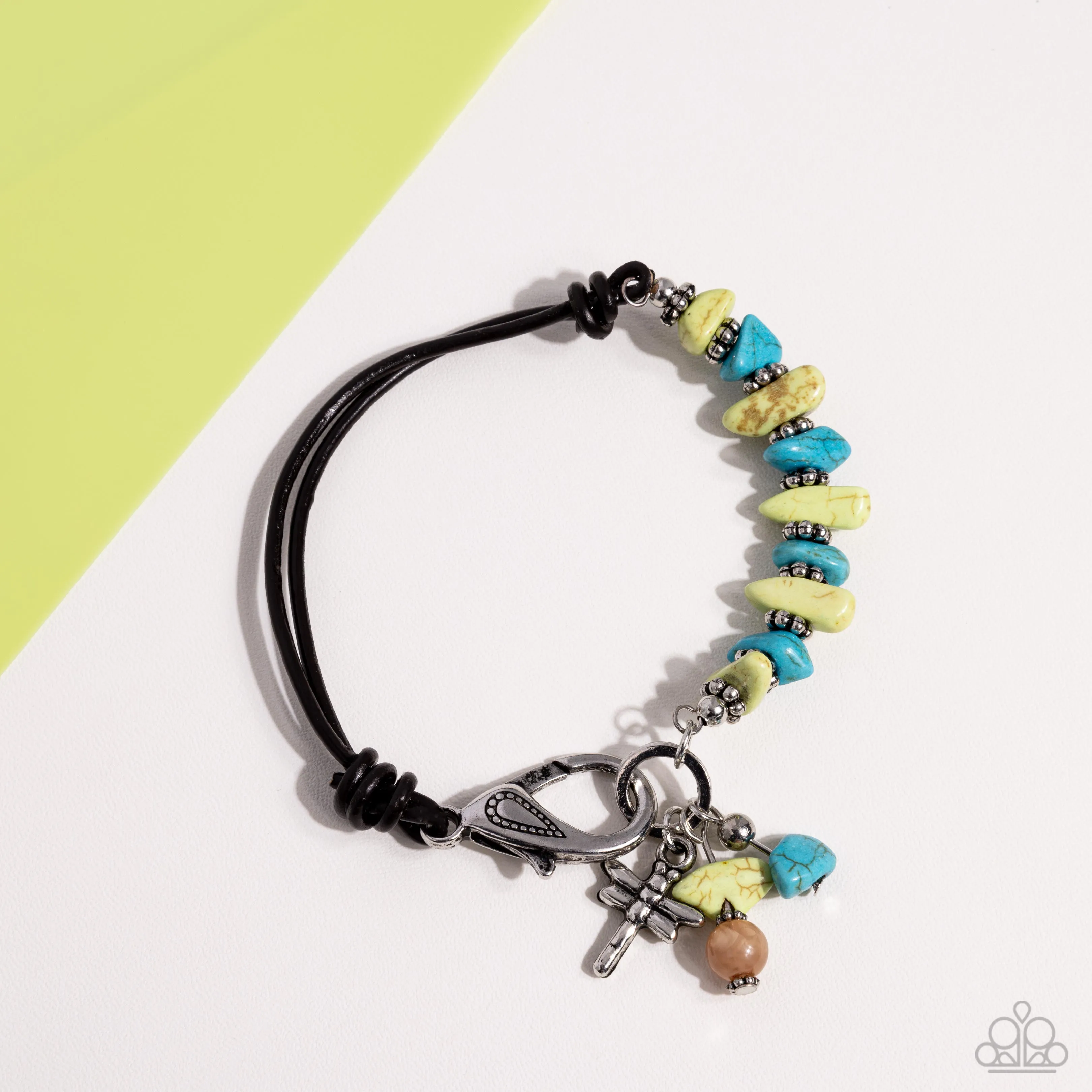 Daring Dragonfly Green & Turquoise Stone Urban Bracelet - Paparazzi Accessories