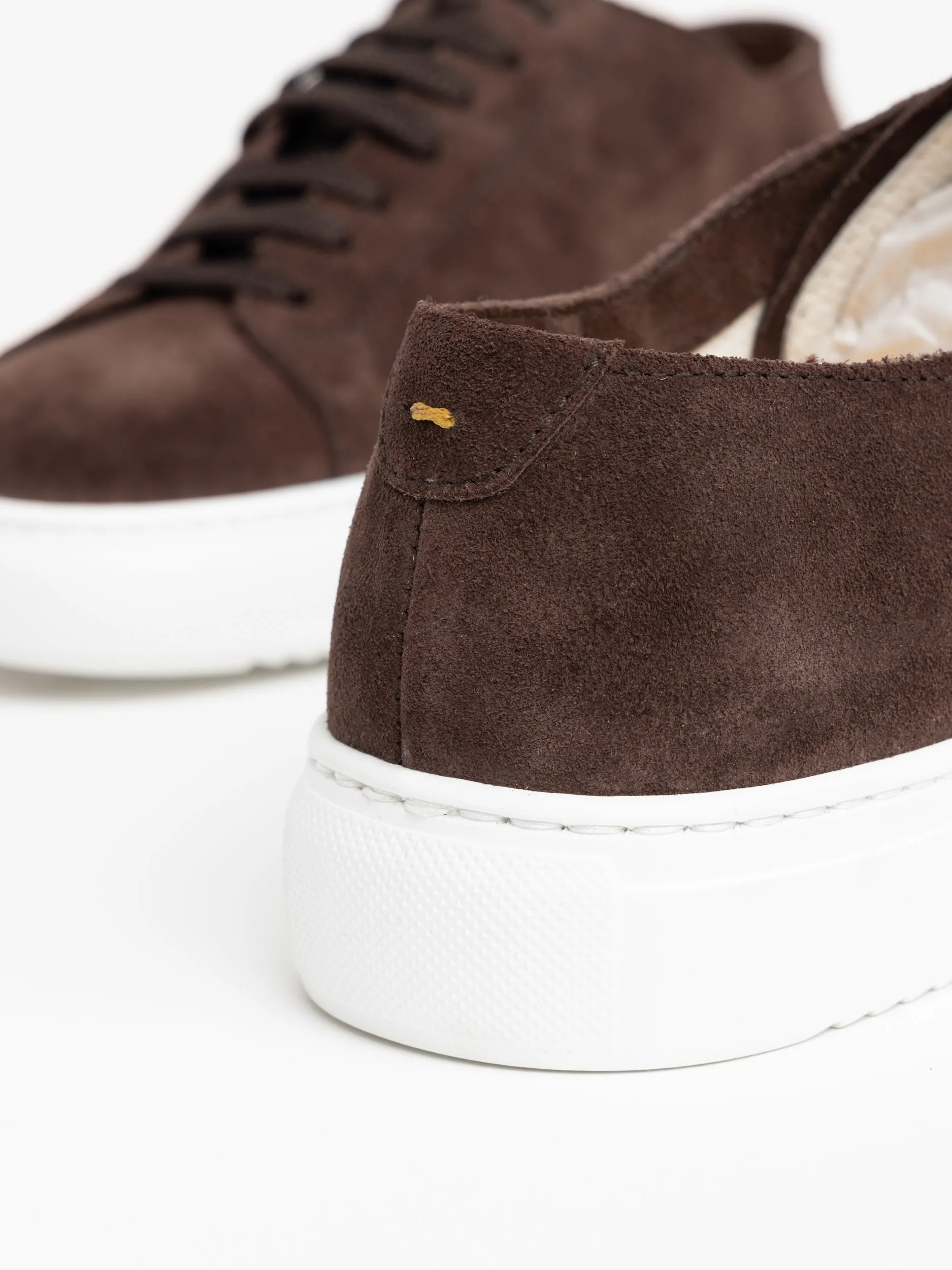 Dark Brown Lace-Up Suede Sneakers