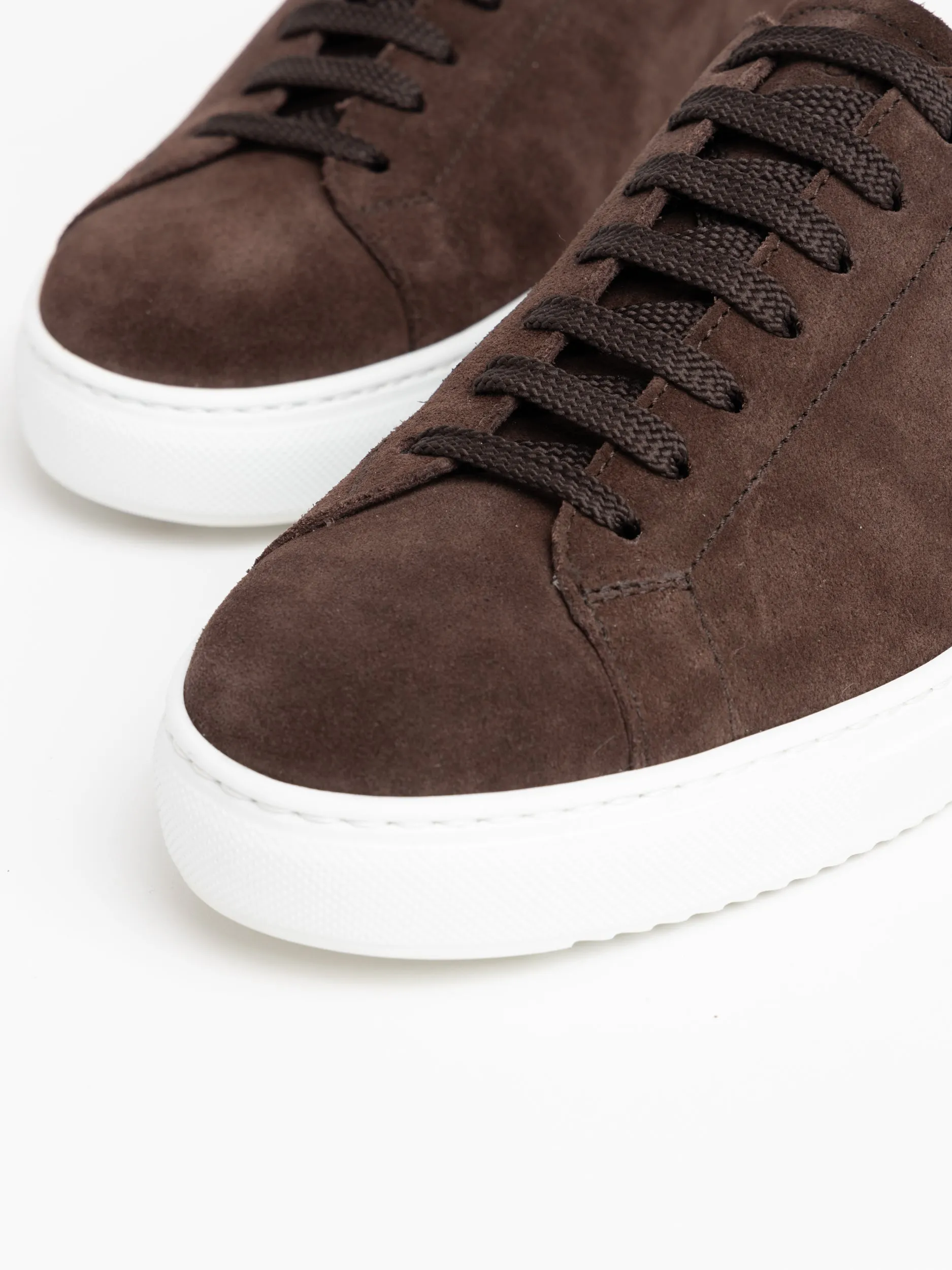 Dark Brown Lace-Up Suede Sneakers