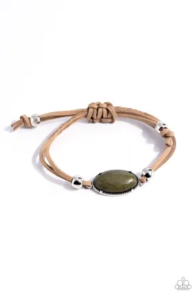 Desertscape Drive Green Stone & Suede Urban Bracelet - Paparazzi Accessories