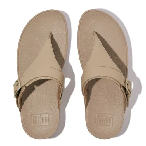 FitFlop Lulu Adjustable Leather Toe-Post Sandals - Latte Beige