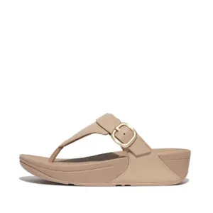 FitFlop Lulu Adjustable Leather Toe-Post Sandals - Latte Beige