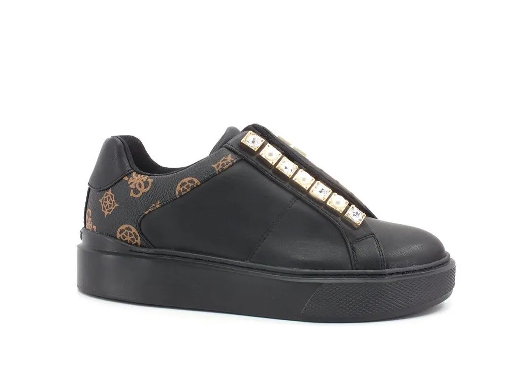 GUESS Sneaker Platform Loghi Printed Black Brown FL8HAYELE12