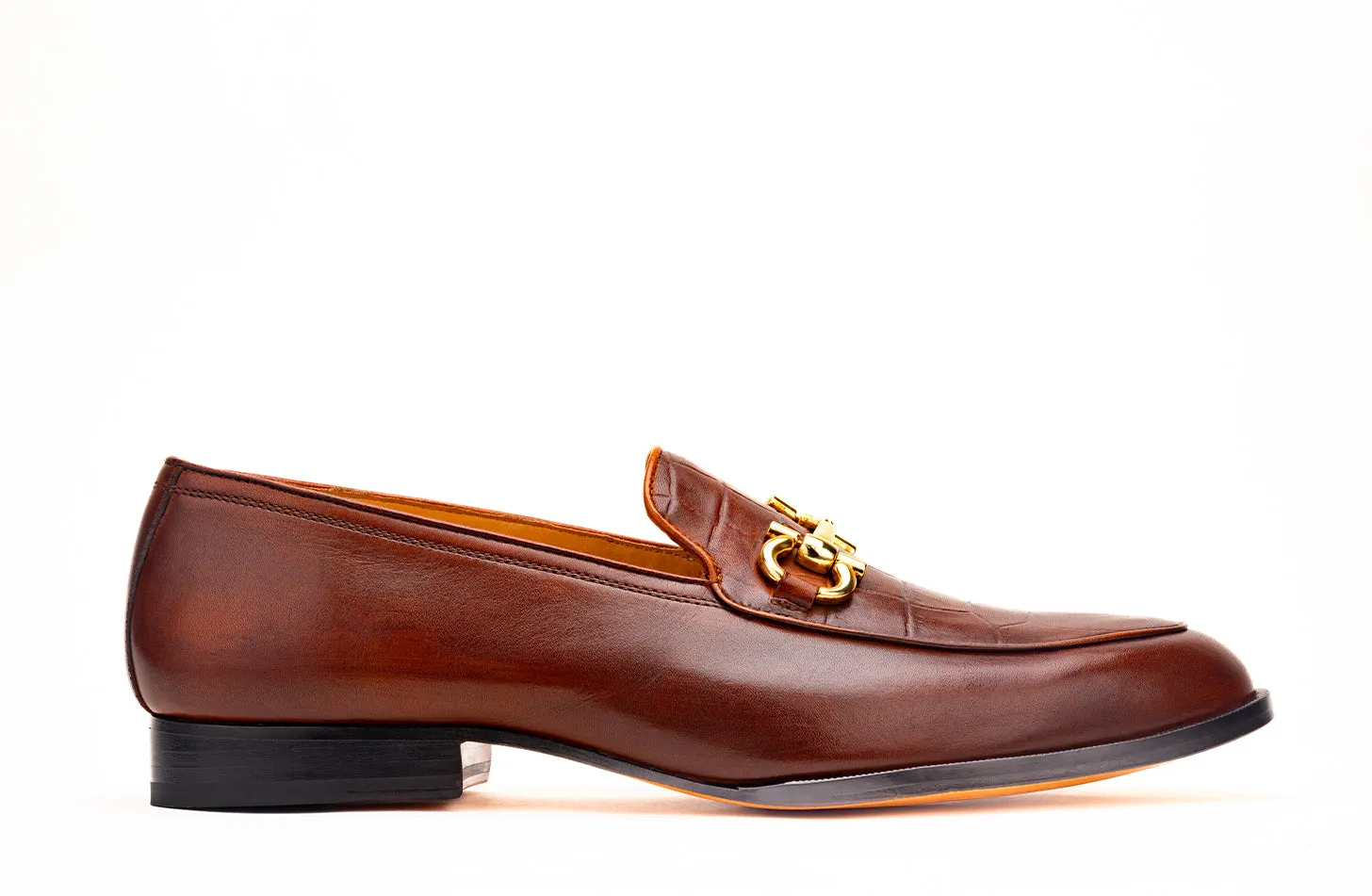 Horsebit Loafer with croc embossed apron