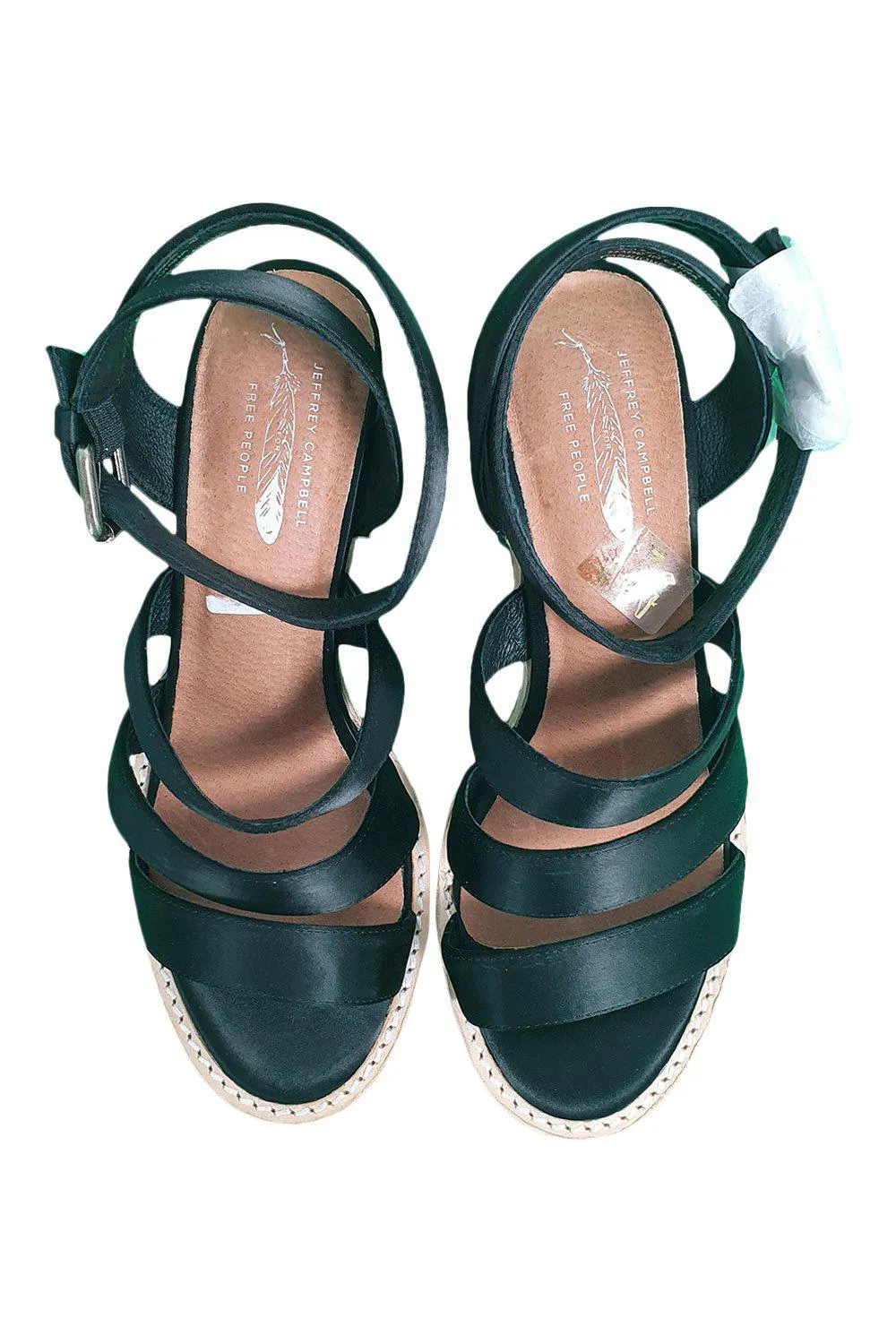 JEFFREY CAMPBELL For Free People Black Satin Strappy Heels (US 6 | UK 3 | EU 36)