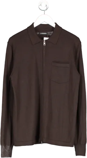 J.Lindenberg Brown Nyle Merino Zip Cardigan UK M