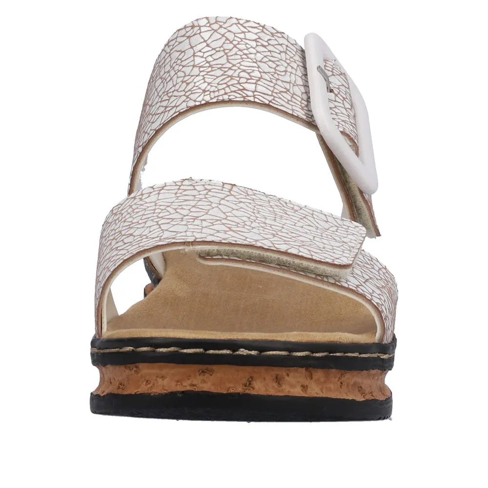 Ladies Rieker Sandal White Adjustable Strap Oversized Buckle 62950-80 sale