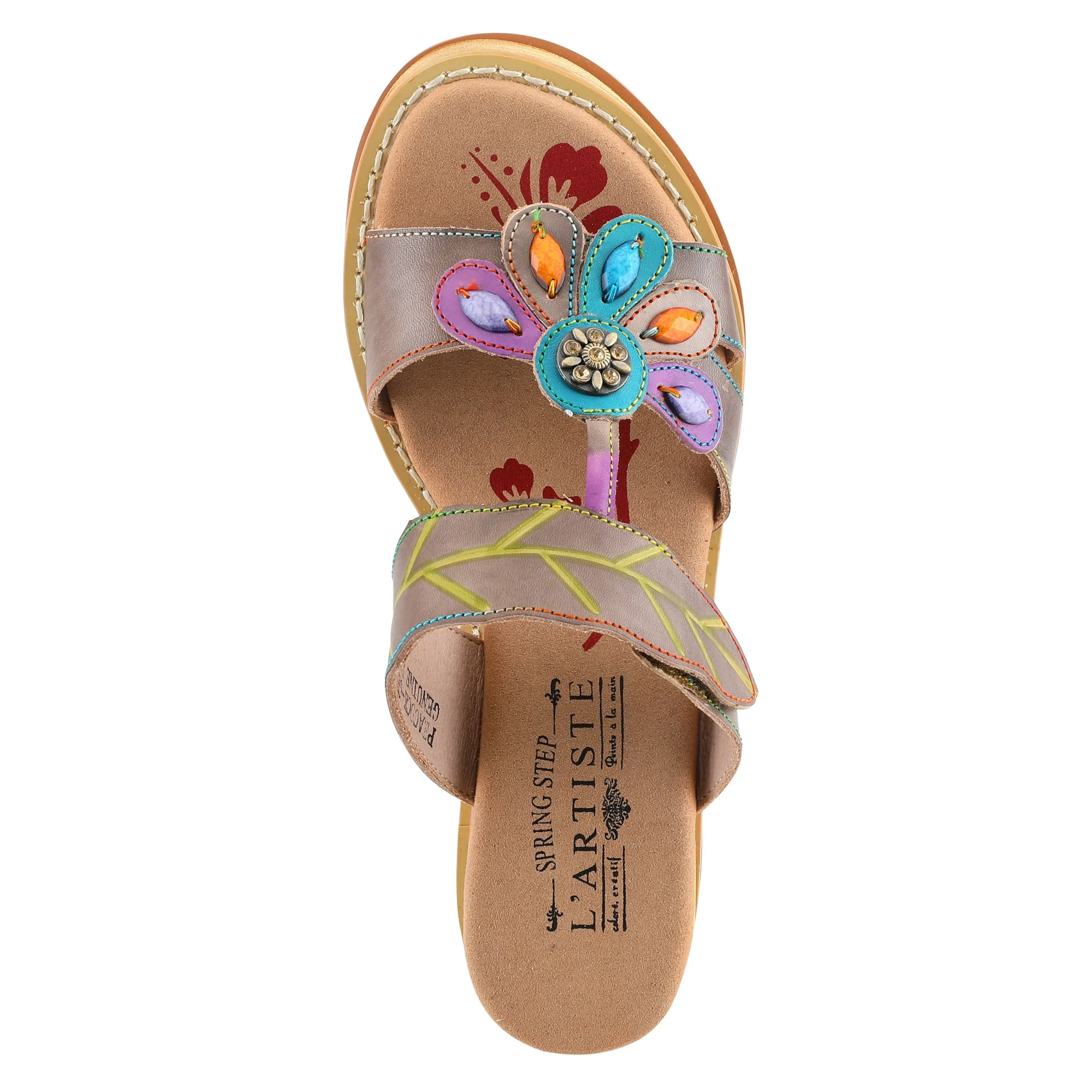 L'ARTISTE PEACOCK SLIDE SANDALS