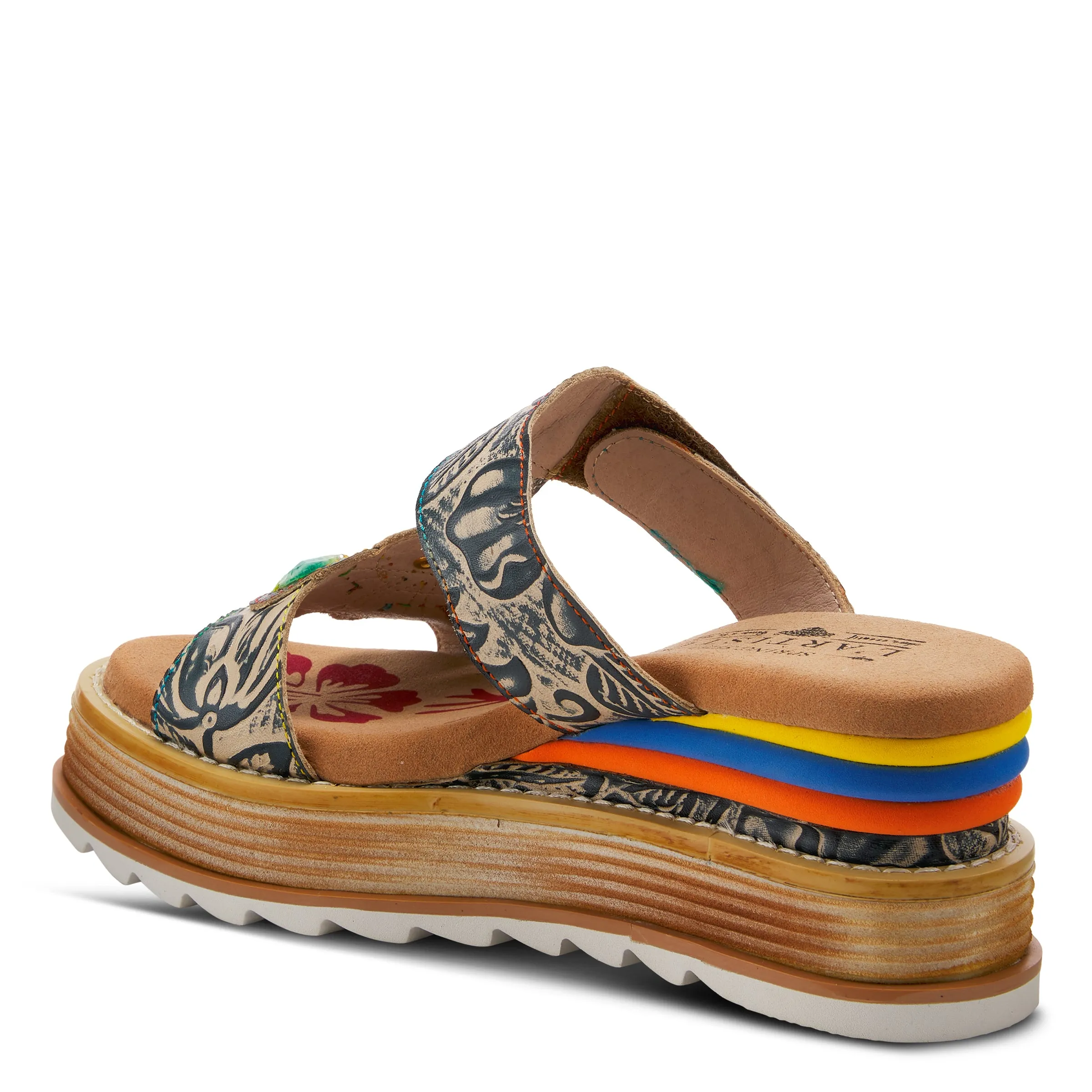 L'ARTISTE PEACOCK SLIDE SANDALS