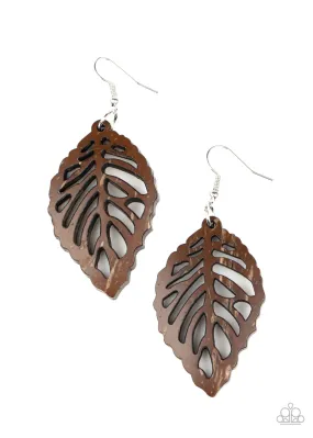 LEAF Em Hanging - Brown Earring