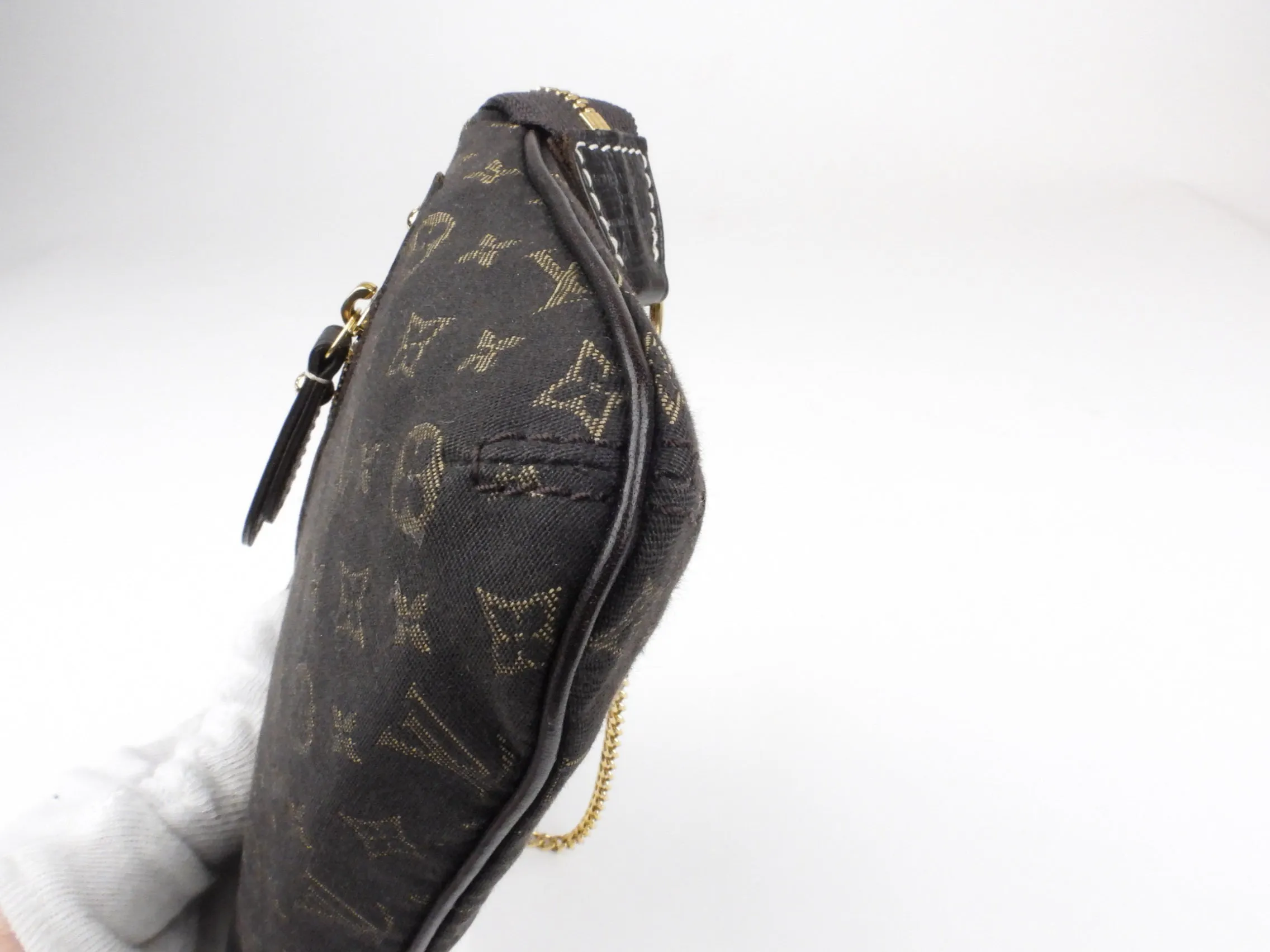 Louis Vuitton Brown Fusain Monogram Idylle Canvas Mini Pochette with Chain