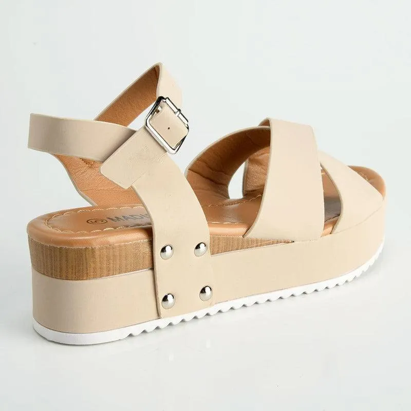 Madison Kali Cross Strap Sandal - Beige