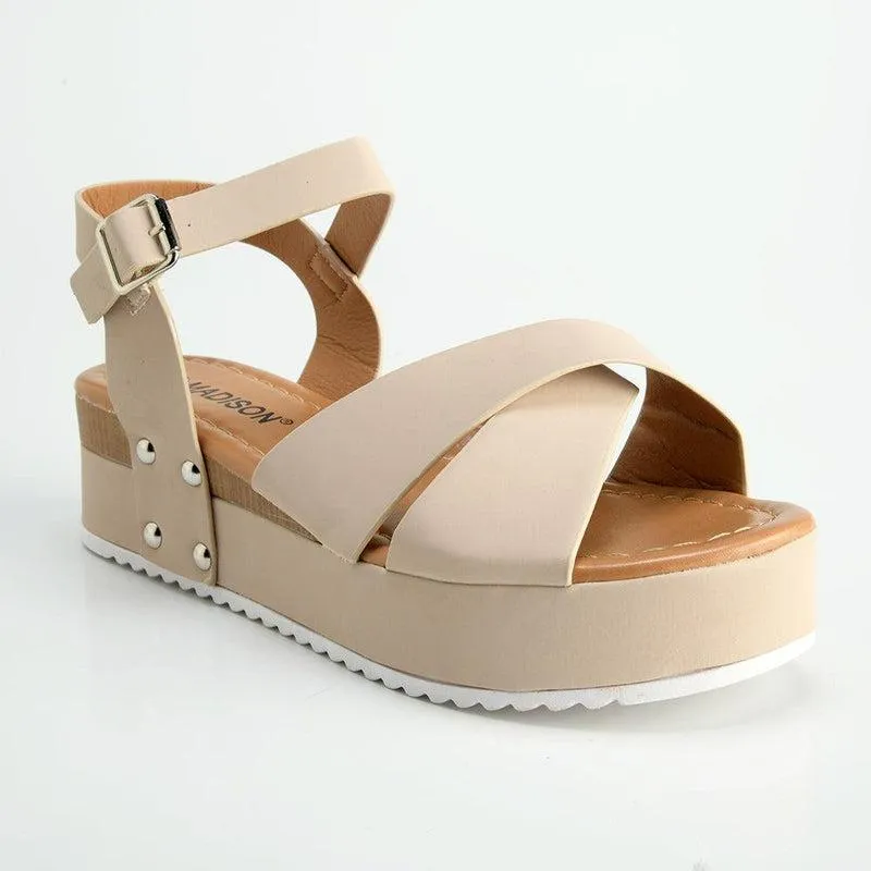 Madison Kali Cross Strap Sandal - Beige