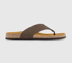 Mens Office Darwin 2 Toe Thong Sandals Brown Nubuck