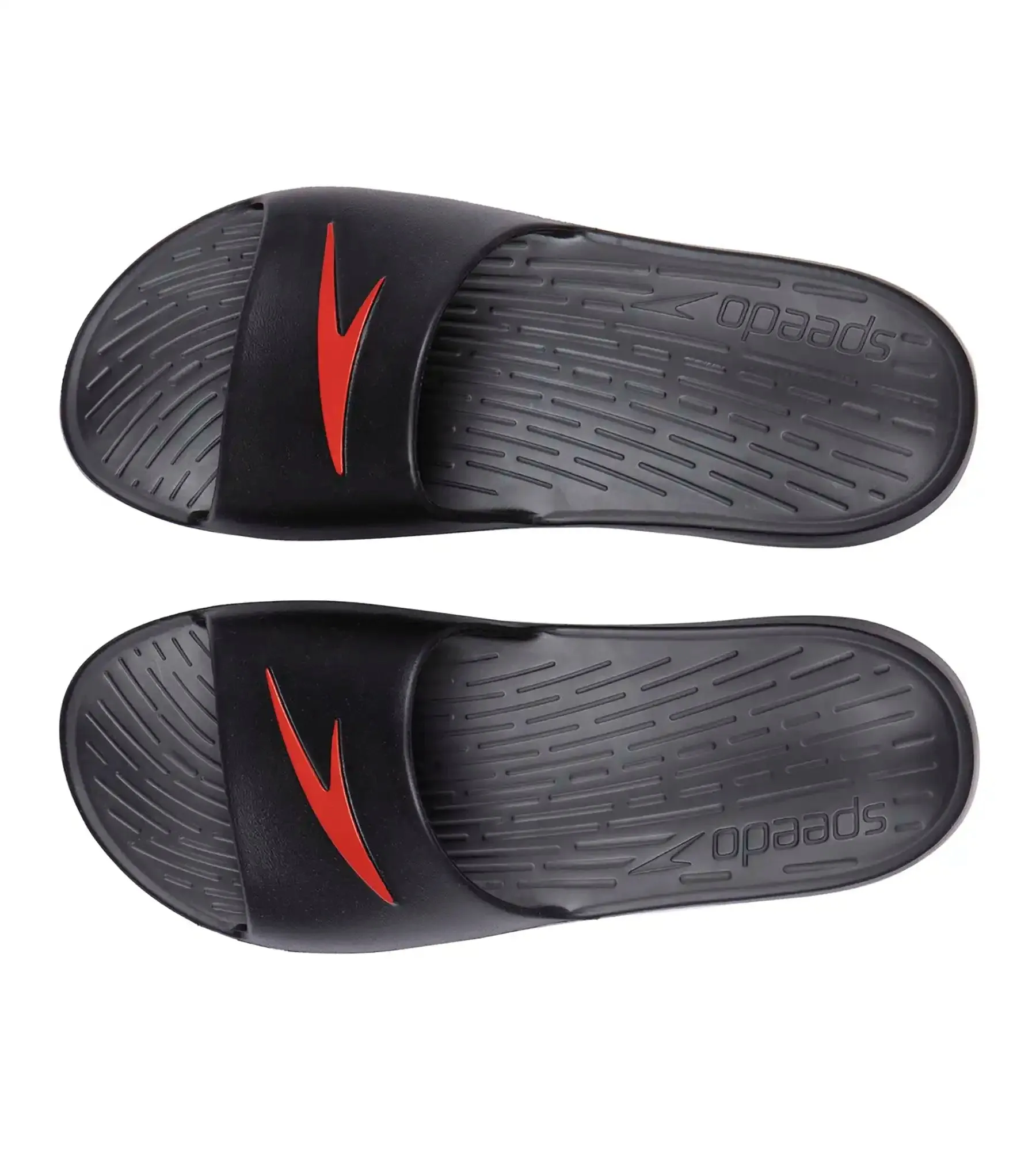 Men's Single Colour Slides - Black & Lava Red