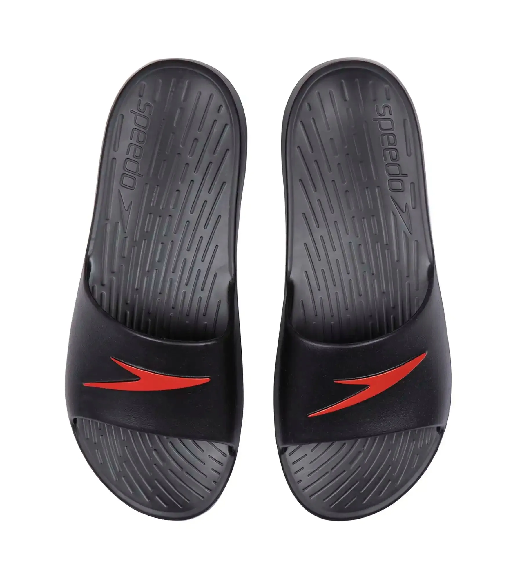 Men's Single Colour Slides - Black & Lava Red